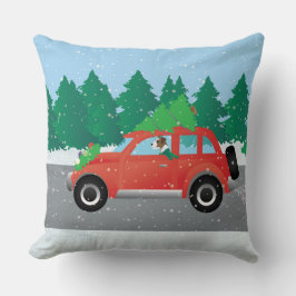 Parson Russell Terrier Autofahren Weihnachtswagen Kissen