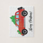 Parson Russell Terrier Autofahren Weihnachtswagen Puzzle (Vertikal)