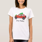 Parson Russell Terrier Autofahren Weihnachtswagen T-Shirt (Vorderseite)