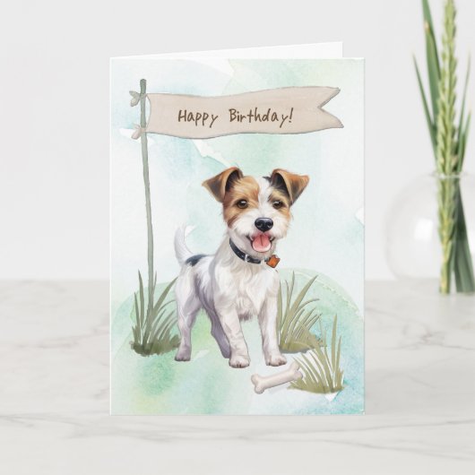 Parson Russell Terrier Dog Under Birthday Sign Karte (Vorderseite)