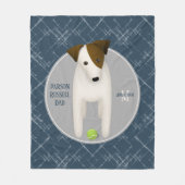 Parson Russell Terrier dogdad dunkelblau grau Fleecedecke (Vorderseite)