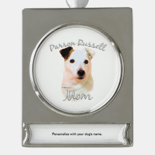 Parson Russell Terrier (glatt) Mama 2 Banner-Ornament Silber