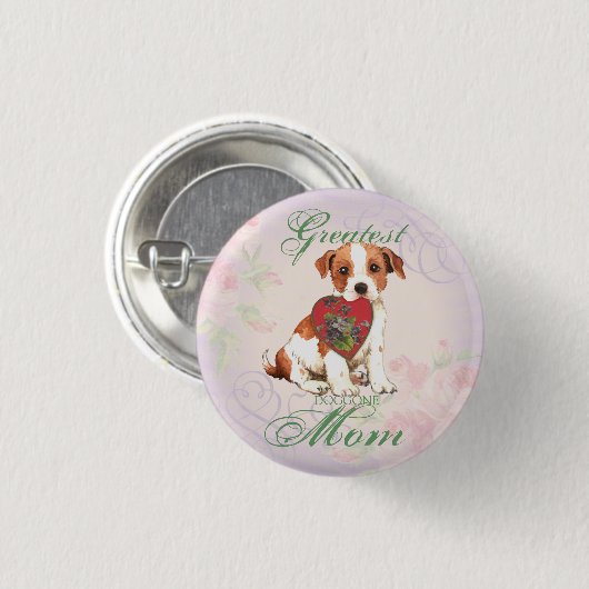 Parson Russell Terrier Heart Mama Button (Vorne & Hinten)