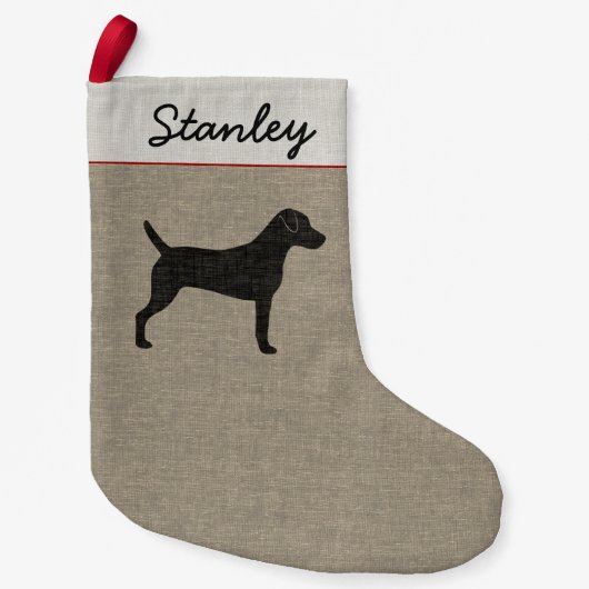 Parson Russell Terrier-Silhouette mit benutzerdefi Kleiner Weihnachtsstrumpf (Vorderseite)