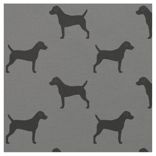 Parson Russell Terrier Silhouetten Grau und Schwar Stoff (Nahaufnahme)