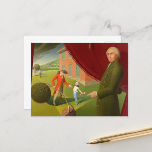 Parson Weems' Fabel von Grant Wood Feiertagspostkarte