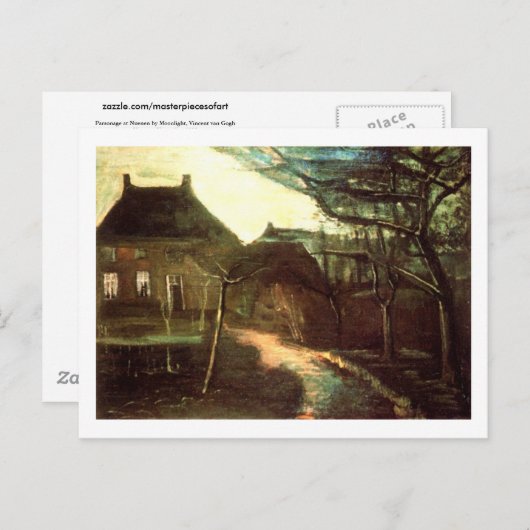 Parsonage in Nuenen by Moonlight, Vincent van Gogh Postkarte (Vorne/Hinten)