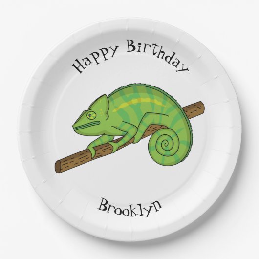 Parsons Chamäleon-Illustration Pappteller (Vorderseite)