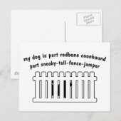 Part Redbone Coonhound Part Fence Jumper Postkarte (Vorne/Hinten)