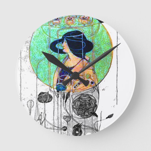 Part Seen - Part Imaging by Charles R. Mackintosh Runde Wanduhr (Vorderseite)