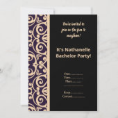 PARTEI "BLACK PEACH WHITE PATTERN BACHELOR" EINLADUNG (Vorderseite)