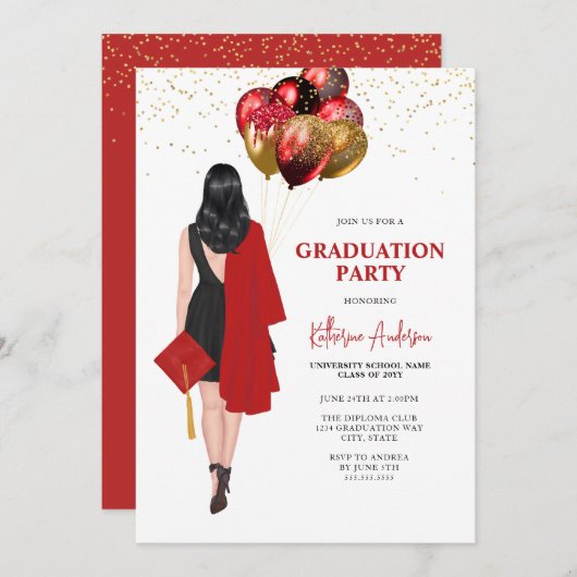 Partei der weiblichen roten Ausbildung Einladung (Vorne/Hinten)