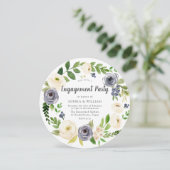 Partei für Blumenkreide der Weißen und Navy Einladung (Stehend Vorderseite)