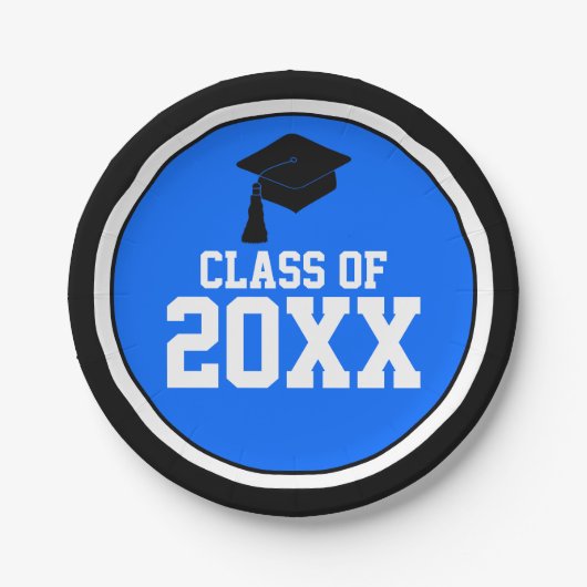 Partei für das blaue und schwarze Klassenjahr Pappteller (Vorderseite)