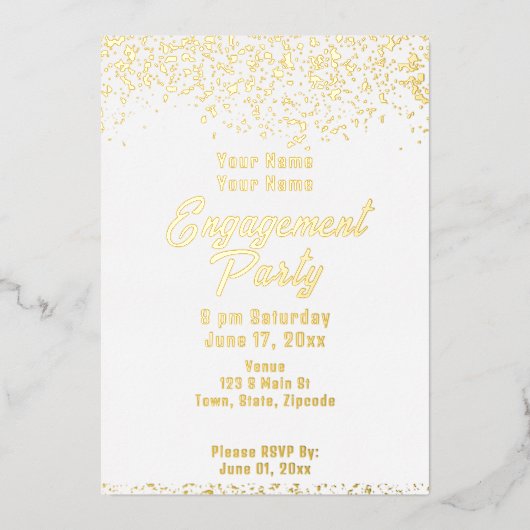 Partei für das Engagement bei White and Gold Foods Folieneinladung (Vorderseite)