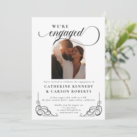 Partei für das Engagement im Bereich der weißen un Einladung (Stehend Vorderseite)