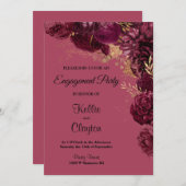 Partei für das Engagement von Burgund und Gold im Einladung (Vorne/Hinten)