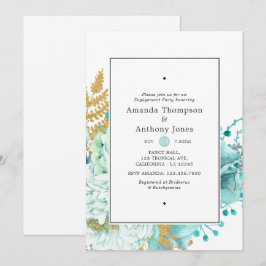 Partei für das Engagement von Wasserfarben und Blu Einladung