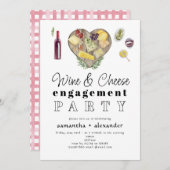 Partei für das Engagement von Wein und Käse Einladung (Vorne/Hinten)