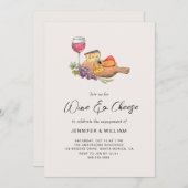 Partei für das Engagement von Wein und Käse Einladung (Vorne/Hinten)