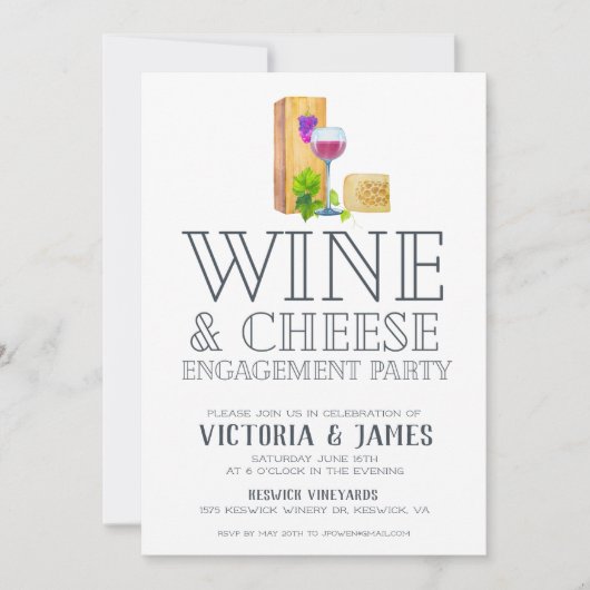 Partei für das Engagement von Wein und Käse Einladung (Vorderseite)