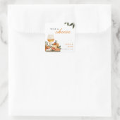 Partei für das Engagement von Wein und Käse Quadratischer Aufkleber (Tasche)