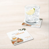 Partei für das Engagement von Wein und Käse Rechteckiger Pappuntersetzer (Vor Ort)