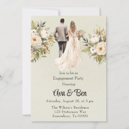Partei für das hellgrüne Engagement von Braut und  Einladung