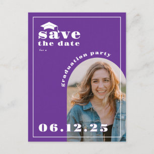 Partei für das lila Foto Save the Date Postkarte
