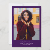 Partei für den Abschluss einer modernen lila Jura- Einladung (Rückseite)