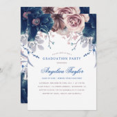 Partei für den Abschluss von Navy Blue und Mauve F Einladung (Vorne/Hinten)