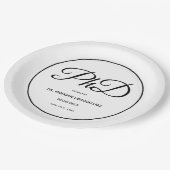 Partei für den Doktortitel "White Black Graduation Pappteller (Schrägansicht)