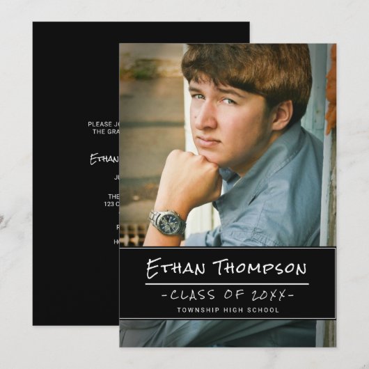 Partei für den lässigen Typ Foto Graduate Einladung (Vorne/Hinten)