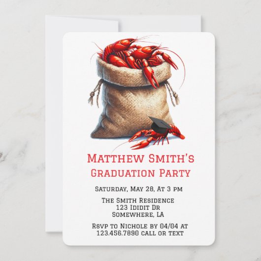 Partei für den Mangel an Crawfish Graduation Einladung (Vorderseite)
