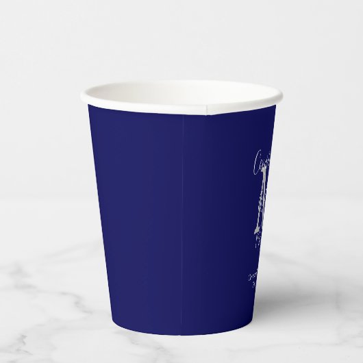 Partei für den Mit Monogramm Unterricht in Navy Bl Pappbecher (Rechts)
