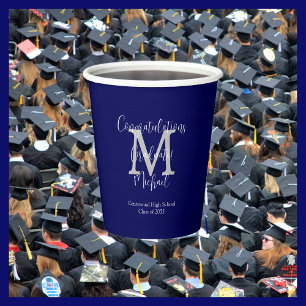 Partei für den Mit Monogramm Unterricht in Navy Bl Pappbecher