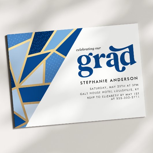 Partei für die blaue und goldene geometrische Abst Einladung