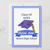 Partei für die blaue und weiße Graduierung Einladung (Vorderseite)