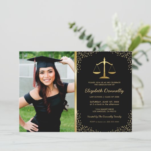 Partei für die juristische Foto-Graduierung Einladung (Stehend Vorderseite)