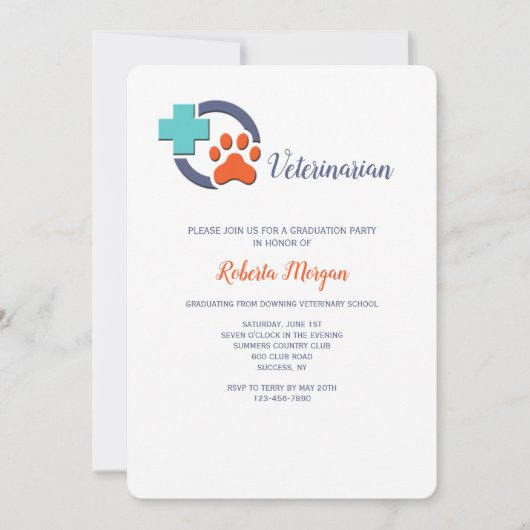 Partei für die tierärztliche Graduierung zwischen  Einladung (Vorderseite)