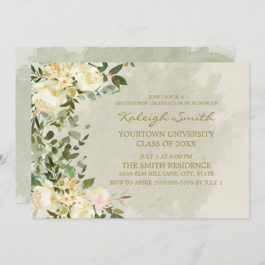 Partei für grüne Blätter der Weißen Blumenpracht Einladung (Vorne/Hinten)