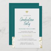 Partei für grüne Creme Minimalistisch Graduation Einladung (Vorne/Hinten)