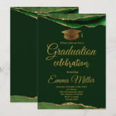 Partei für grüne und goldene Graduierung Einladung (Vorne/Hinten)