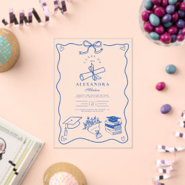 Partei für Illustrierte blaue Graduierung von Hand Acryleinladungen