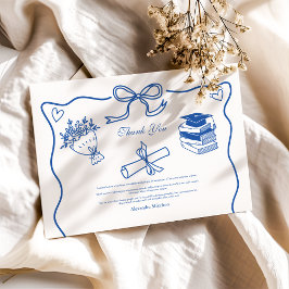 Partei für Illustrierte blaue Graduierung von Hand Dankeskarte