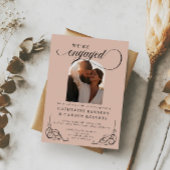 Partei für kalligraphisches Engagement in Beige un Einladung