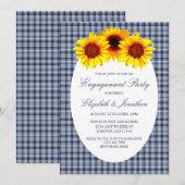 Partei für Kariertes Engagement von Sonnenblumen Einladung (Vorne/Hinten)