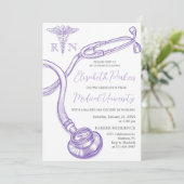 Partei für lila Krankenpflege Einladung (Stehend Vorderseite)