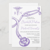 Partei für lila Krankenpflege Einladung (Vorne/Hinten)