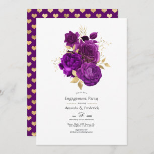 Partei für lila und goldene Blumenarbeit Einladung